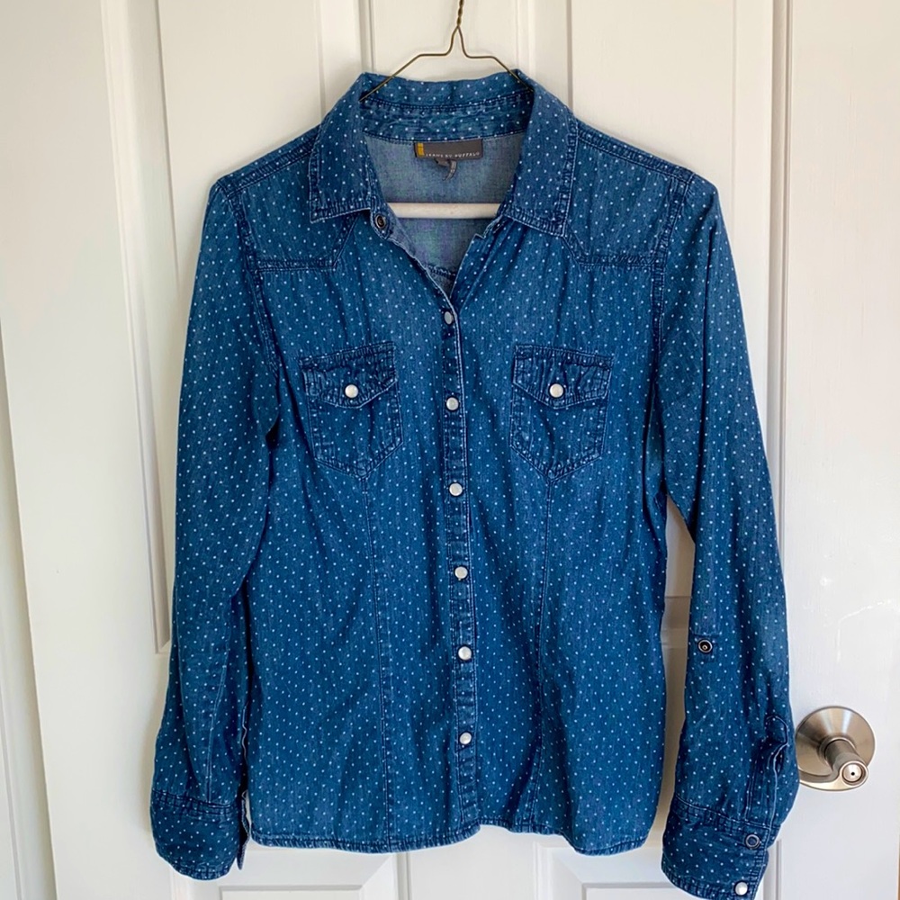Buffalo women’s Chambray Polka Dot shirt- small